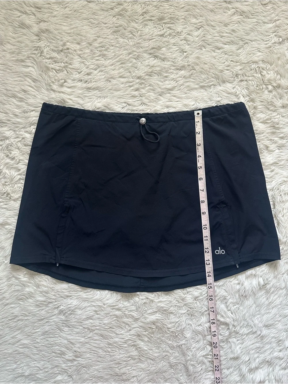 Alo Yoga In The Lead Skirt Mini Skort Adjustable Waistband Athleisure Black